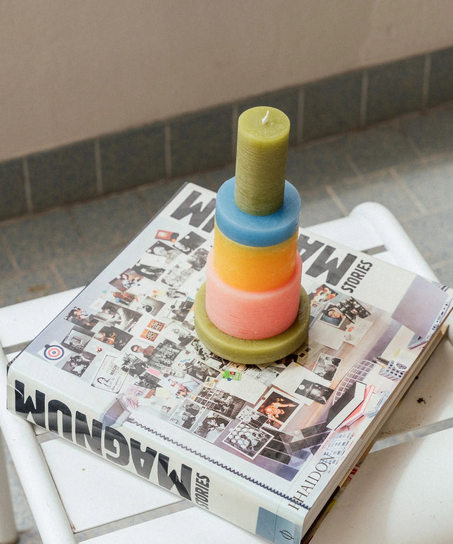 CANDELABRO STACK 03 AMARILLO Y ROSA