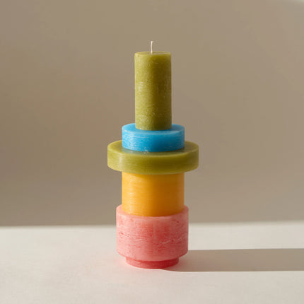 CANDELABRO STACK 03 AMARILLO Y ROSA